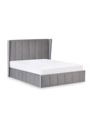 Katie Grey Velvet Upholstered 135cm Double Ottoman Storage Bed - Living with Luxury