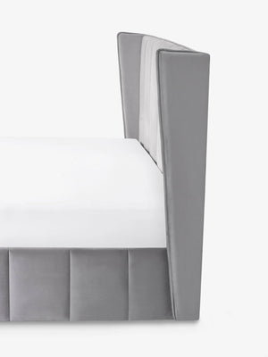 Katie Grey Velvet Upholstered 150cm Kingsize Ottoman Storage Bed - Living with Luxury
