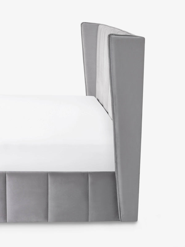 Katie Grey Velvet Upholstered 150cm Kingsize Ottoman Storage Bed - Living with Luxury