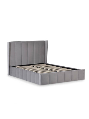 Katie Grey Velvet Upholstered 150cm Kingsize Ottoman Storage Bed - Living with Luxury