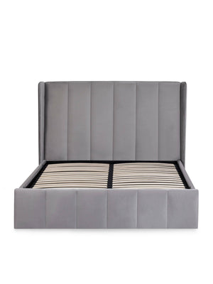 Katie Grey Velvet Upholstered 150cm Kingsize Ottoman Storage Bed - Living with Luxury