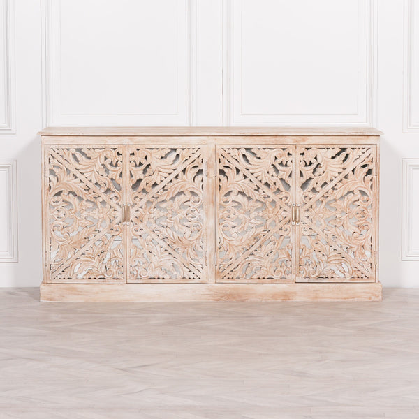 Wooden Ornate Carved Mirror Door Sideboard – view 8