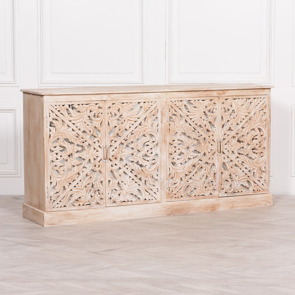 Wooden Ornate Carved Mirror Door Sideboard – view 9