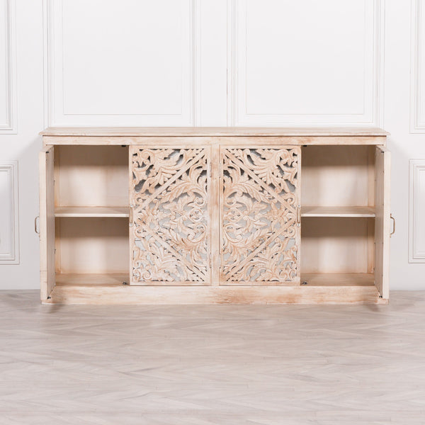 Wooden Ornate Carved Mirror Door Sideboard – view 10