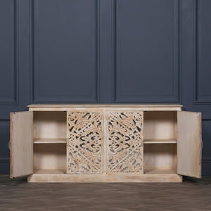 Wooden Ornate Carved Mirror Door Sideboard – view 7