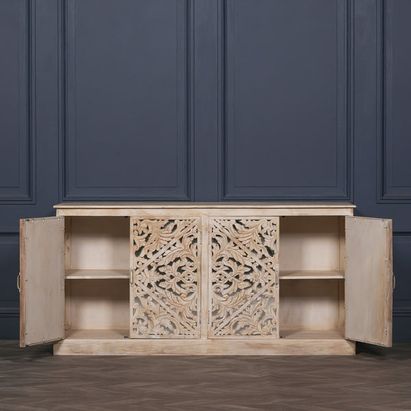 Wooden Ornate Carved Mirror Door Sideboard – view 7