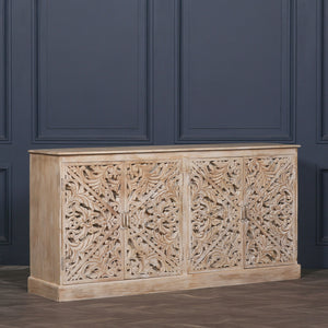 Wooden Ornate Carved Mirror Door Sideboard – view 3