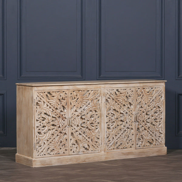 Wooden Ornate Carved Mirror Door Sideboard – view 3