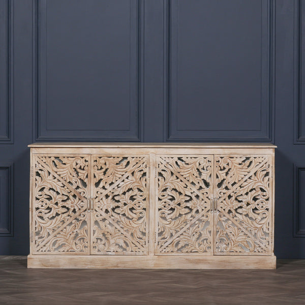 Wooden Ornate Carved Mirror Door Sideboard – view 2