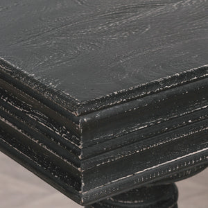 180cm Black Distressed Console Table with Drawers – view 4