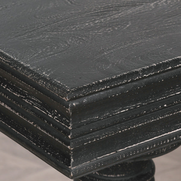 180cm Black Distressed Console Table with Drawers – view 4