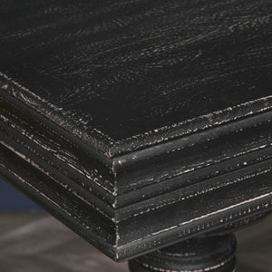 180cm Black Distressed Console Table with Drawers – view 9