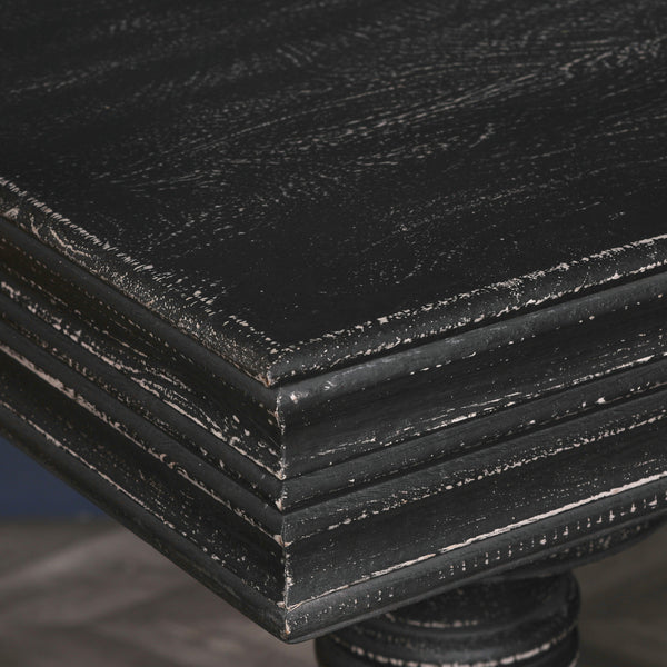 180cm Black Distressed Console Table with Drawers – view 9