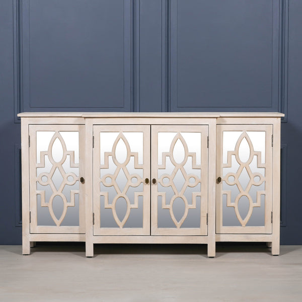 Wooden 4 Door Mirrored Breakfront Sideboard – view 6
