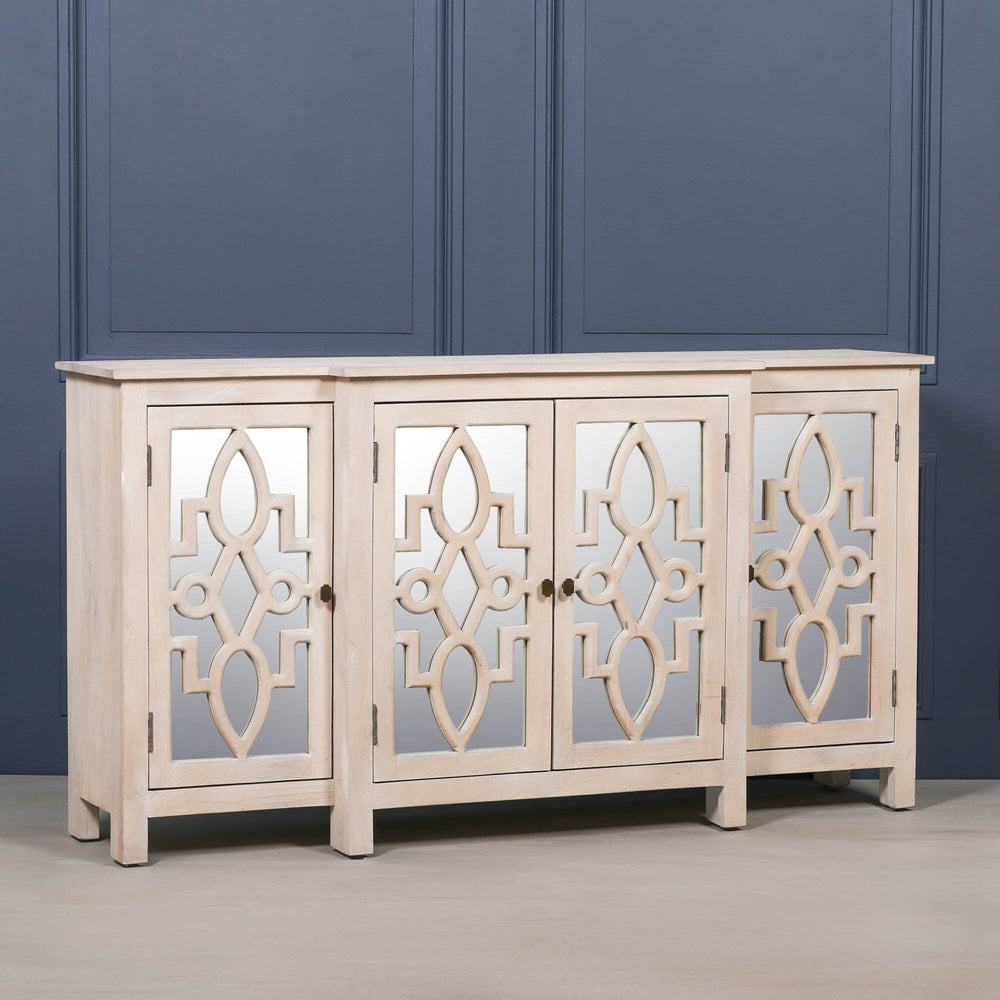 Wooden 4 Door Mirrored Breakfront Sideboard – view 1