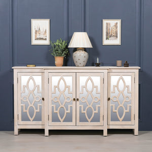 Wooden 4 Door Mirrored Breakfront Sideboard – view 1
