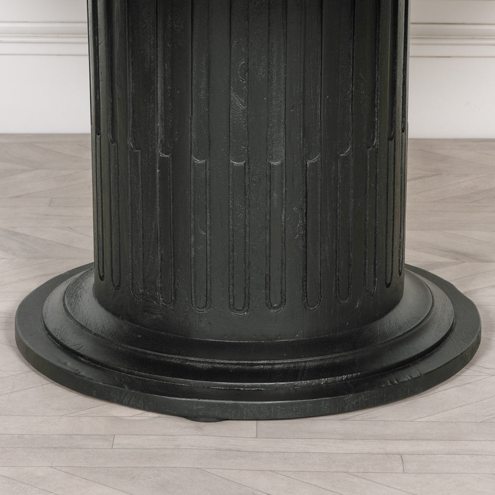 Black Wooden Round Column Dining Table – view 1