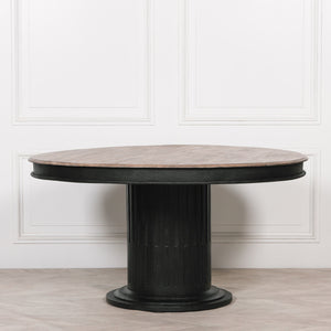 Black Wooden Round Column Dining Table – view 7