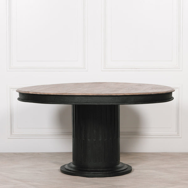 Black Wooden Round Column Dining Table – view 7