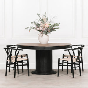Black Wooden Round Column Dining Table – view 6