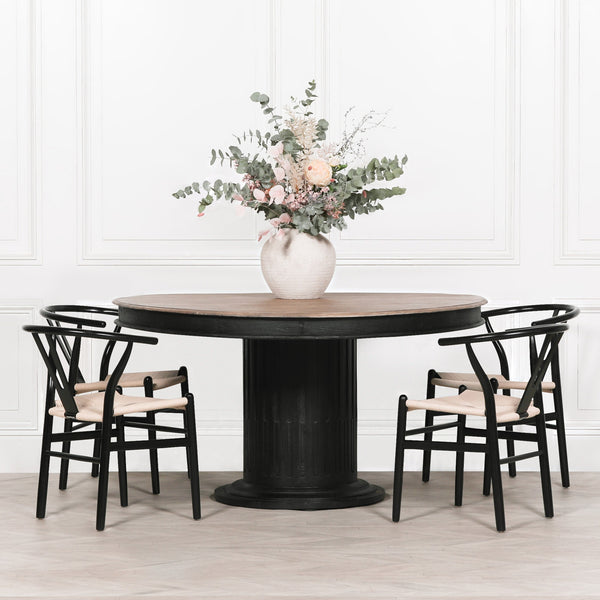 Black Wooden Round Column Dining Table – view 6