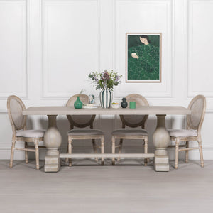 Blanche Wood Rustic Washed Rectangular Dining Table 210cm – view 7