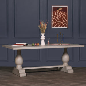 Blanche Wood Rustic Washed Rectangular Dining Table 210cm – view 8