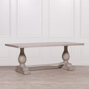 Blanche Wood Rustic Washed Rectangular Dining Table 210cm – view 5