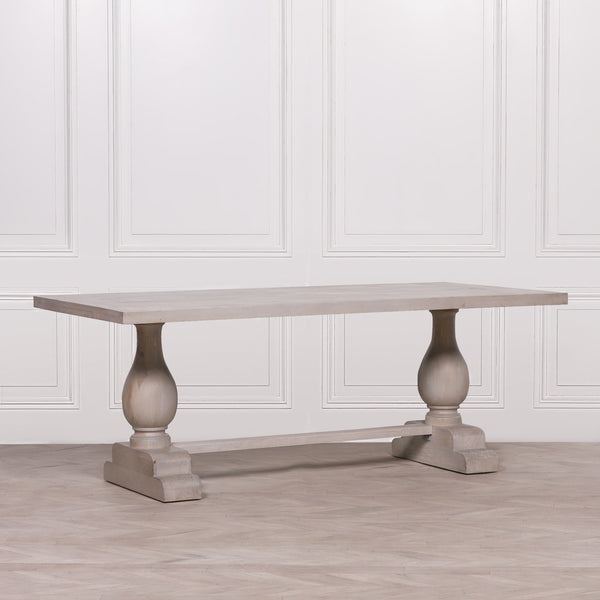 Blanche Wood Rustic Washed Rectangular Dining Table 210cm – view 5