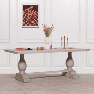 Blanche Wood Rustic Washed Rectangular Dining Table 210cm – view 1