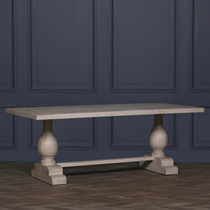 Blanche Wood Rustic Washed Rectangular Dining Table 210cm – view 12