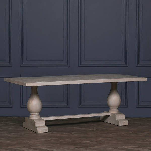 Blanche Wood Rustic Washed Rectangular Dining Table 210cm – view 12