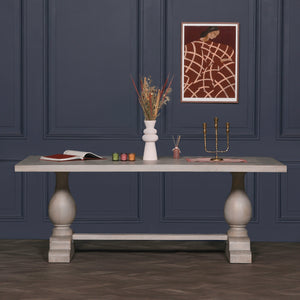 Blanche Wood Rustic Washed Rectangular Dining Table 210cm – view 9