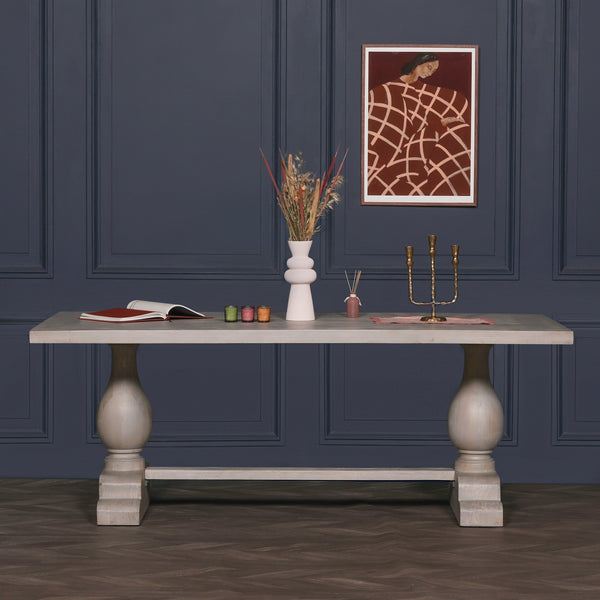 Blanche Wood Rustic Washed Rectangular Dining Table 210cm – view 9