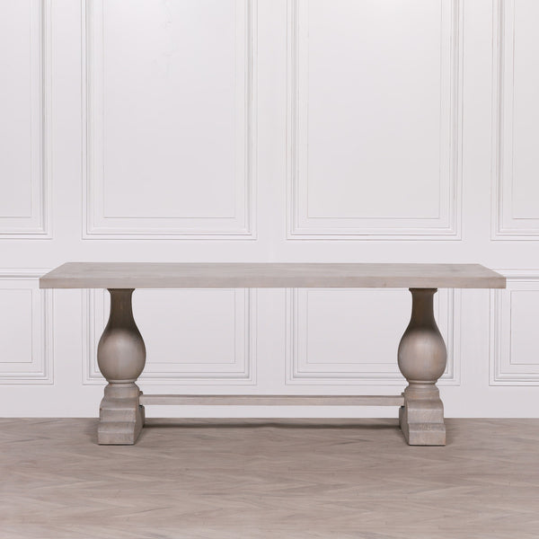 Blanche Wood Rustic Washed Rectangular Dining Table 210cm – view 6