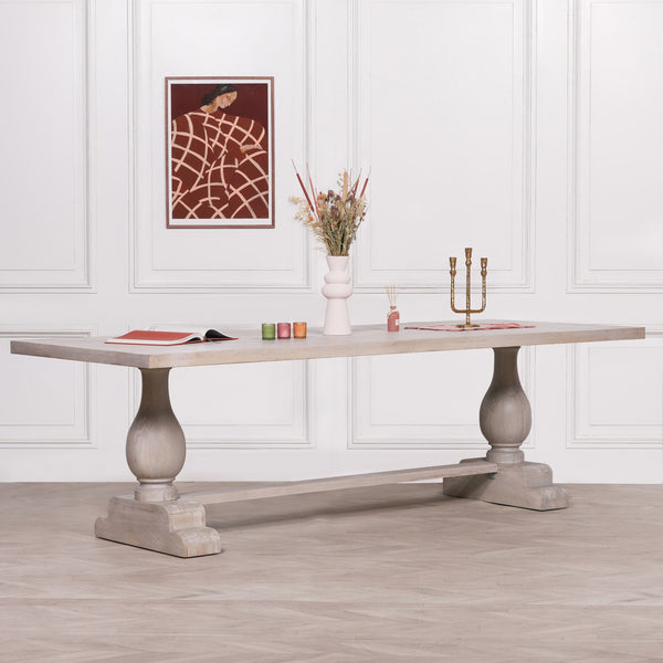Blanche Wood Rustic Rectangular Dining Table 260cm – view 1