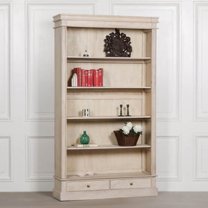 Blanche Wooden Rustic Single Open Bookcase with Drawers – view 4