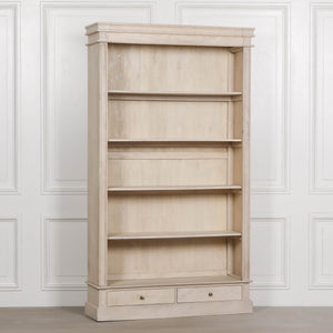 Blanche Wooden Rustic Single Open Bookcase with Drawers – view 9