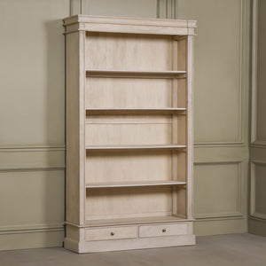 Blanche Wooden Rustic Single Open Bookcase with Drawers – view 1