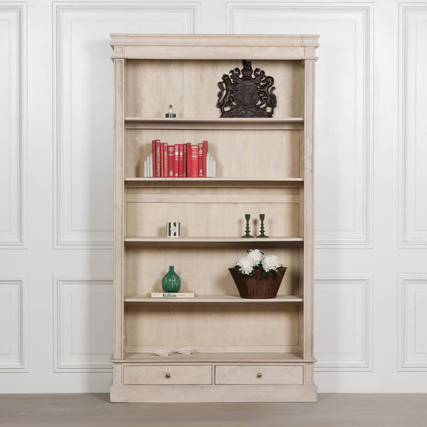 Blanche Wooden Rustic Single Open Bookcase with Drawers – view 5