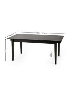 Knoxley Black Oak Rectangular 173-251cm Extending Dining Table - Living with Luxury