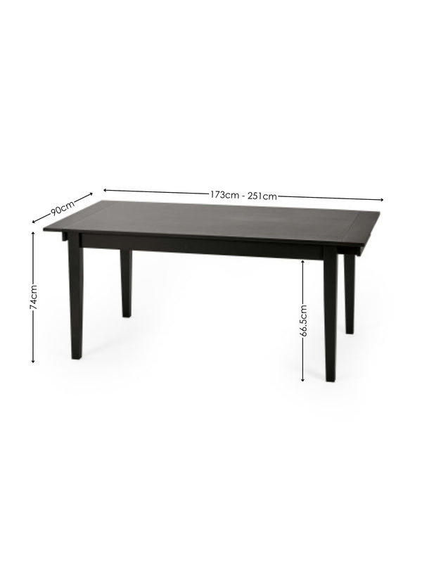 Knoxley Black Oak Rectangular 173-251cm Extending Dining Table - Living with Luxury