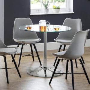 Kudos Chrome & Glass Pedestal Table - Living with Luxury