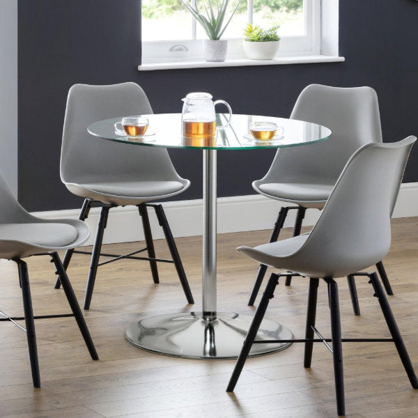 Kudos Chrome & Glass Pedestal Table - Living with Luxury