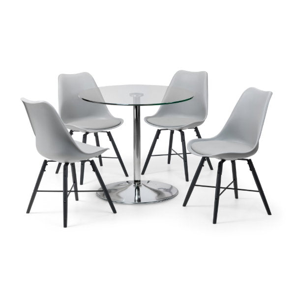 Kudos Chrome & Glass Pedestal Table - Living with Luxury