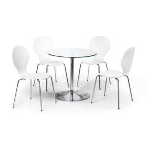 Kudos Chrome & Glass Pedestal Table - Living with Luxury