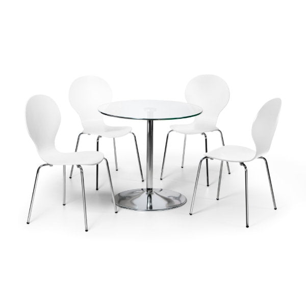Kudos Chrome & Glass Pedestal Table - Living with Luxury