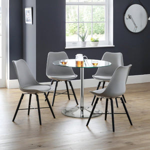 Kudos Chrome & Glass Pedestal Table - Living with Luxury