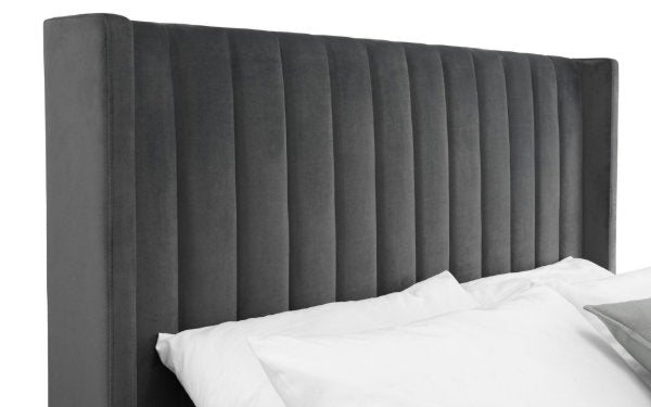 Langham Scalloped Headboard Storage Bed 150cm Grey - Living with Luxury