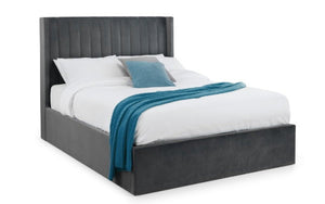 Langham Scalloped Headboard Storage Bed 150cm Grey - Living with Luxury